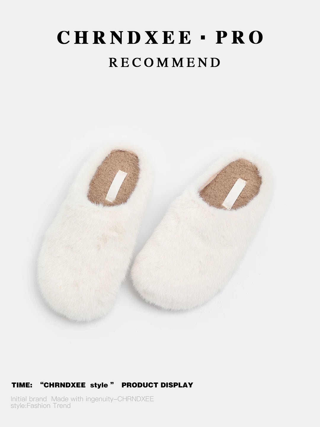 CHRNDXEE Baotou Casual One-pedal Warm Flat-soled Fluffy Single Shoes