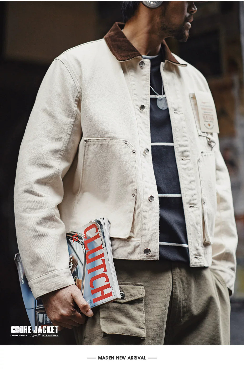 Madden  White Lapel Corduroy Jacket