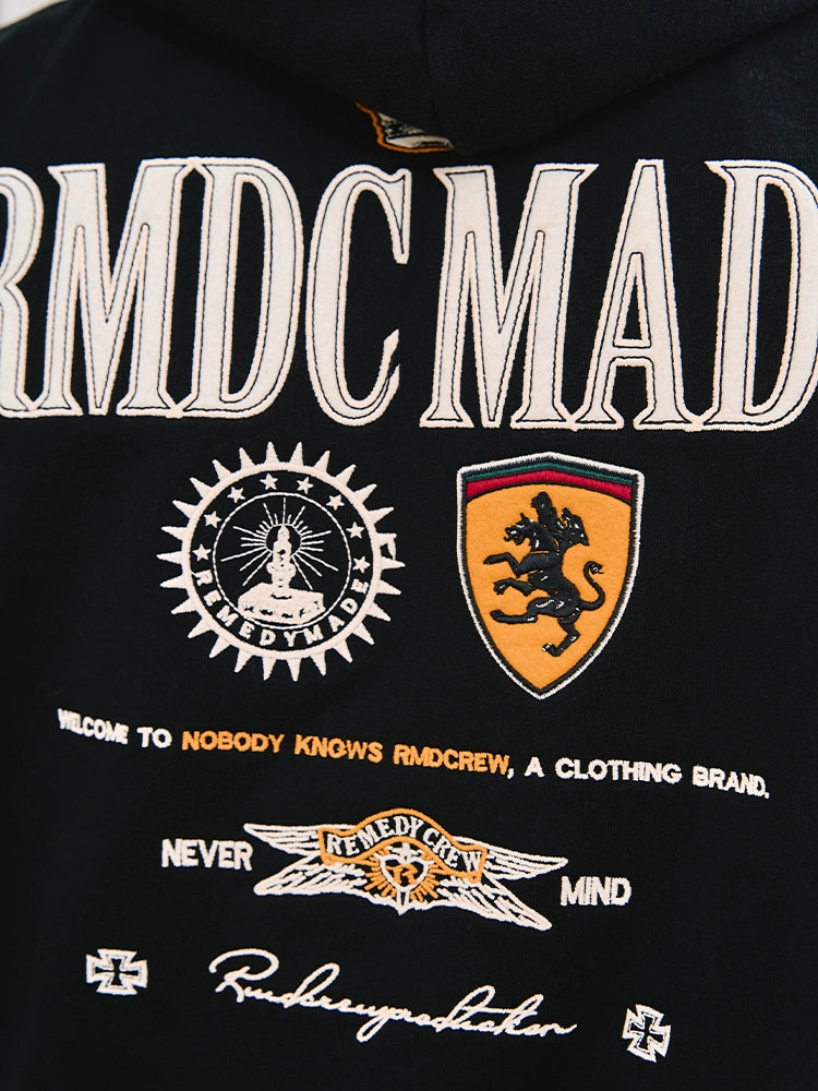 Remedy Embroidered Loose Hooded Sweater