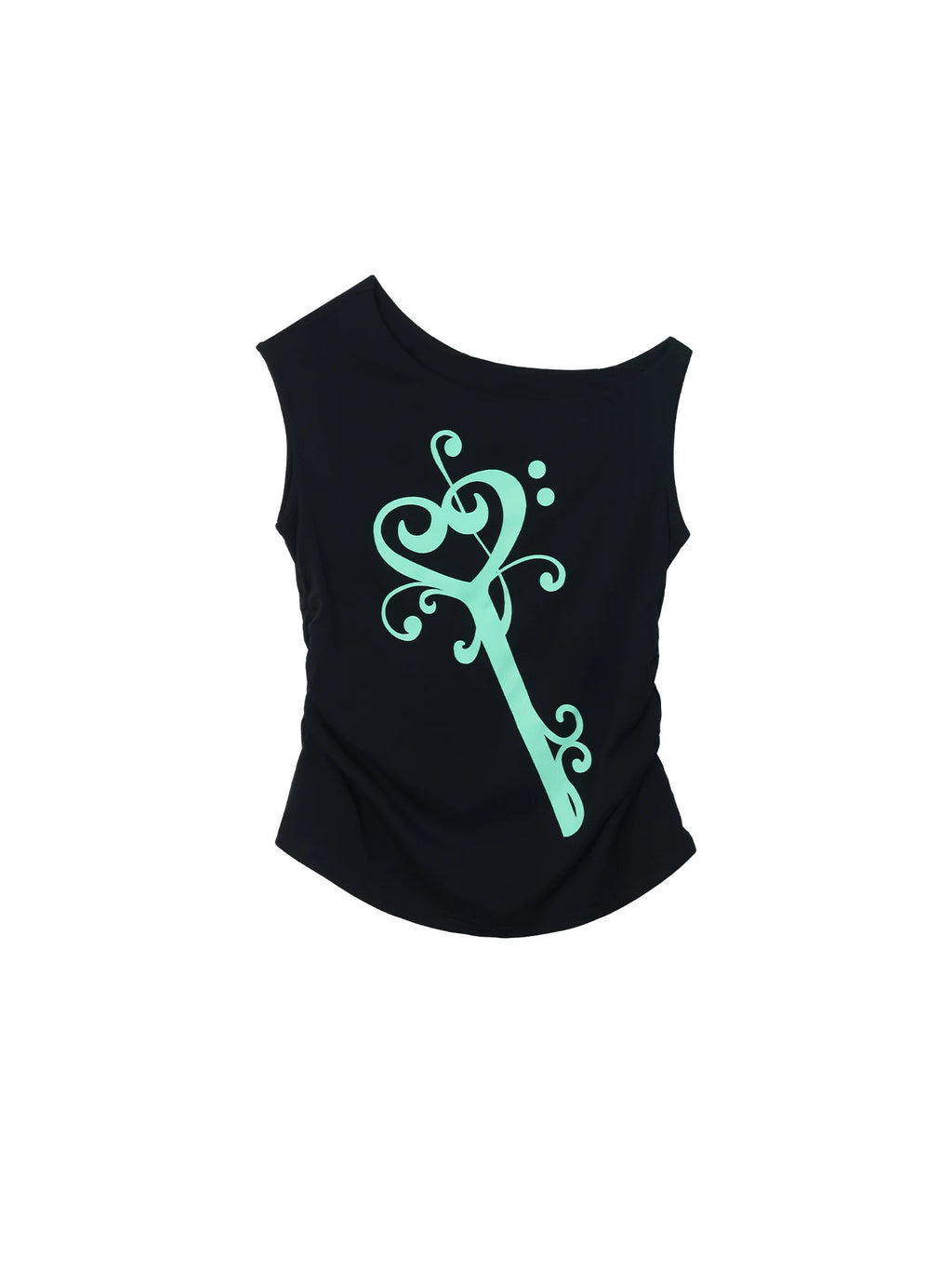 Two days off lab Weekend Key Print Slim Fit Asymmetric Tank Top