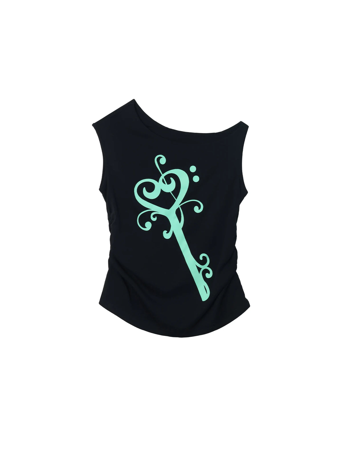 Two days off lab Weekend Key Print Slim Fit Asymmetric Tank Top