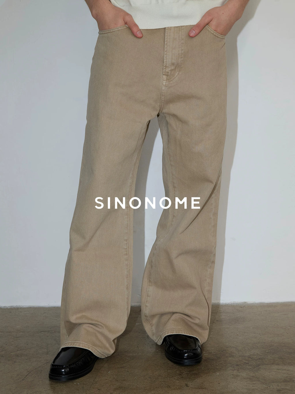 SINONOME Oatmeal 13oz Breathable Relaxed Straight-Leg Jeans