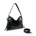 VFVF Black Woven Faux Leather Zip-Top Hobo Bag