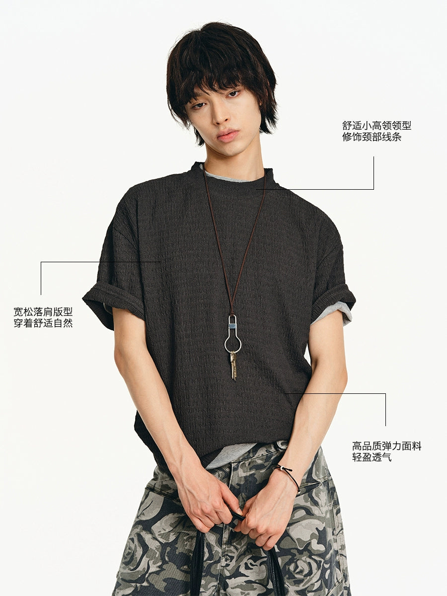 LIMPIDOCULUS Stretch Turtleneck Casual Tee