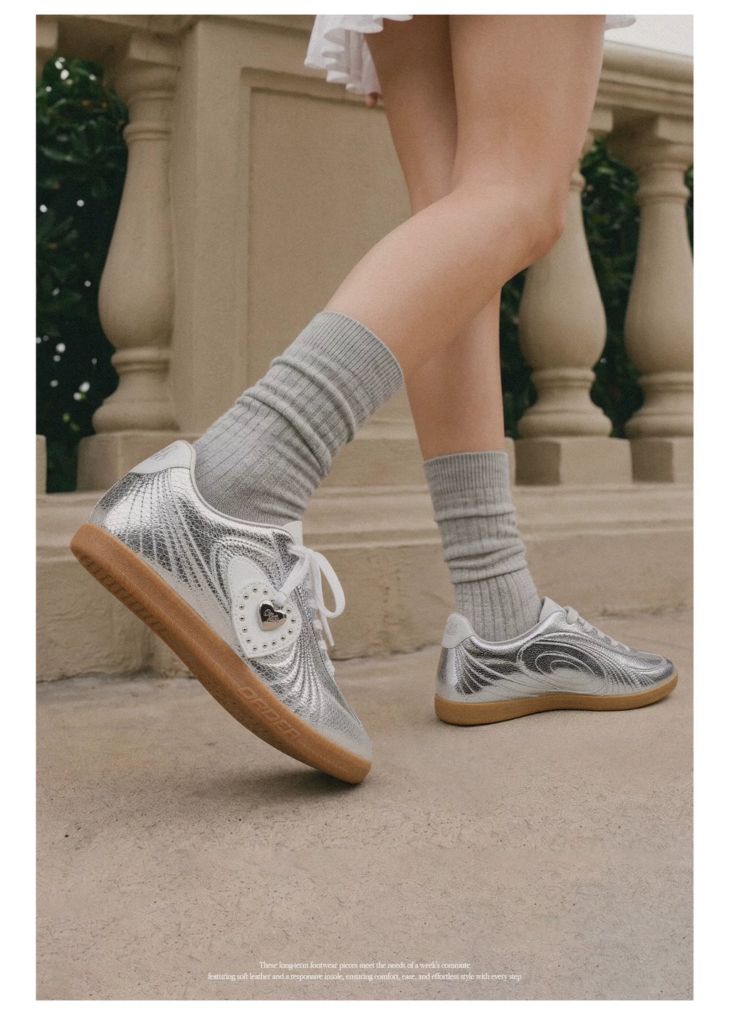 OLD ORDER Metallic Silver Lace-Up Sneaker