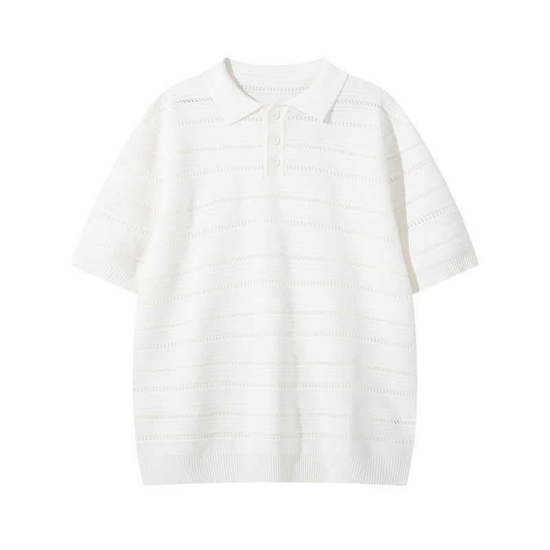 Inflation Relaxed Textured Knit Polo Shirt