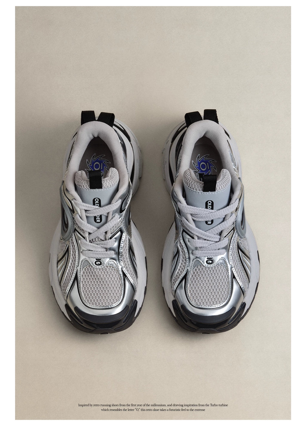 OLD ORDER Metallic Silver Chunky Platform Dad Sneaker