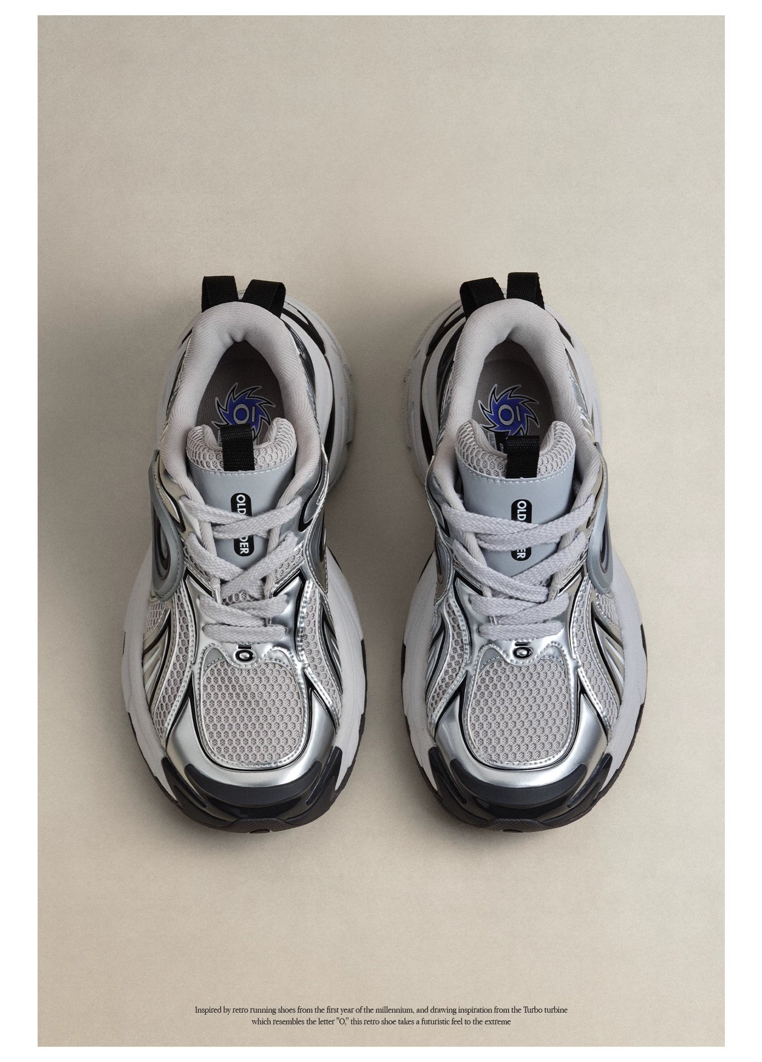 OLD ORDER Metallic Silver Chunky Platform Dad Sneaker