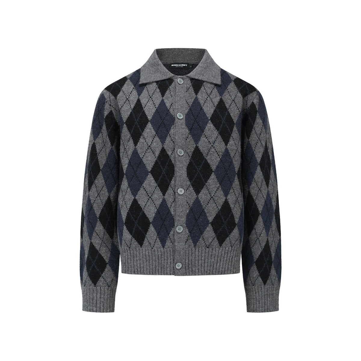 MANUSCRIPT Diamond-Pattern Relaxed Fit Cardigan