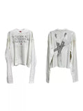 DETW-24AW red heart scalpel spray dirty water Boxy Long Sleeve Tee