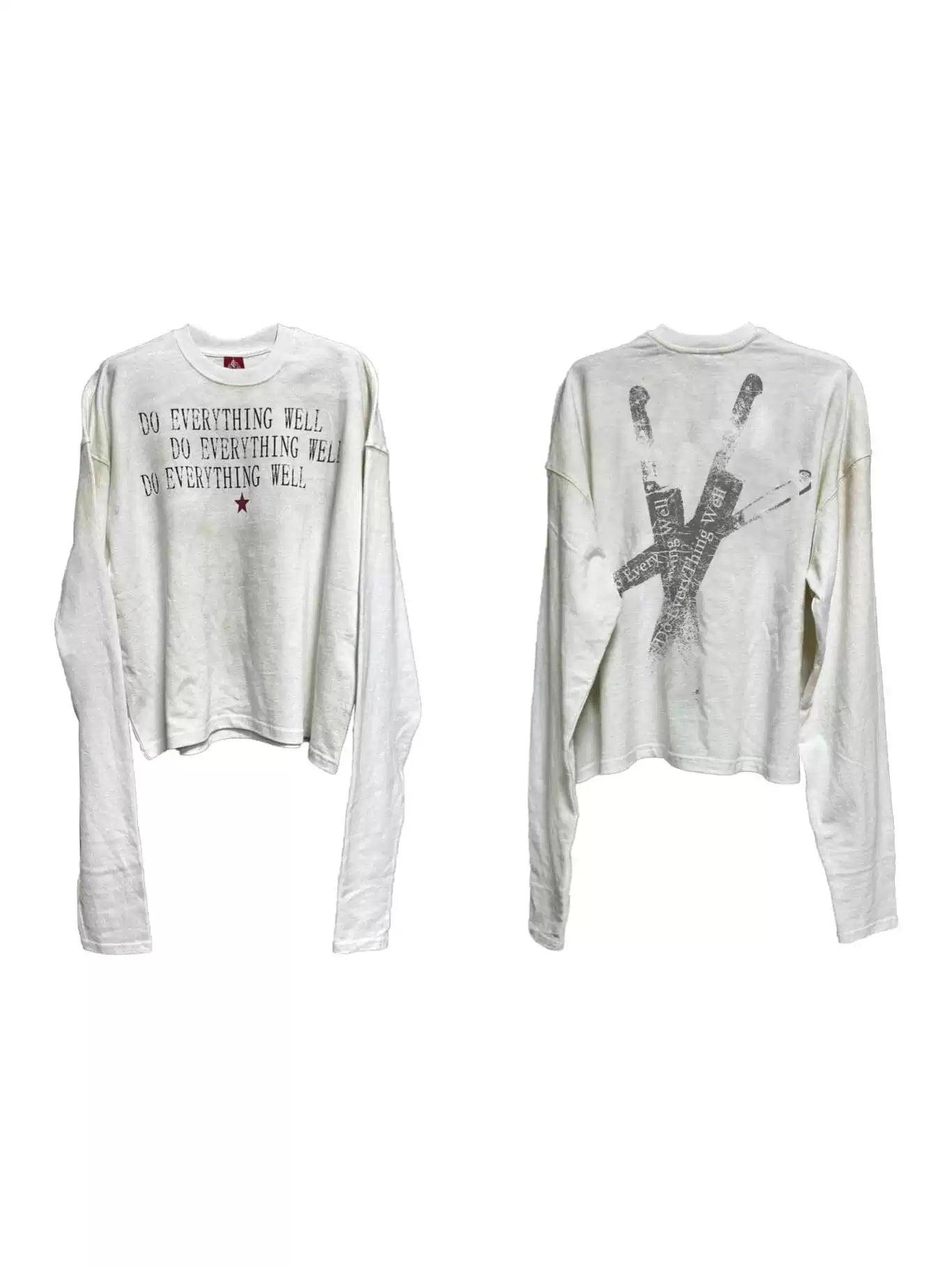 DETW-24AW red heart scalpel spray dirty water Boxy Long Sleeve Tee