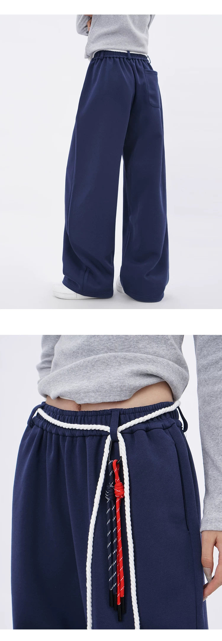 SAMUSAN High Waist Loose Strap Sweatpants