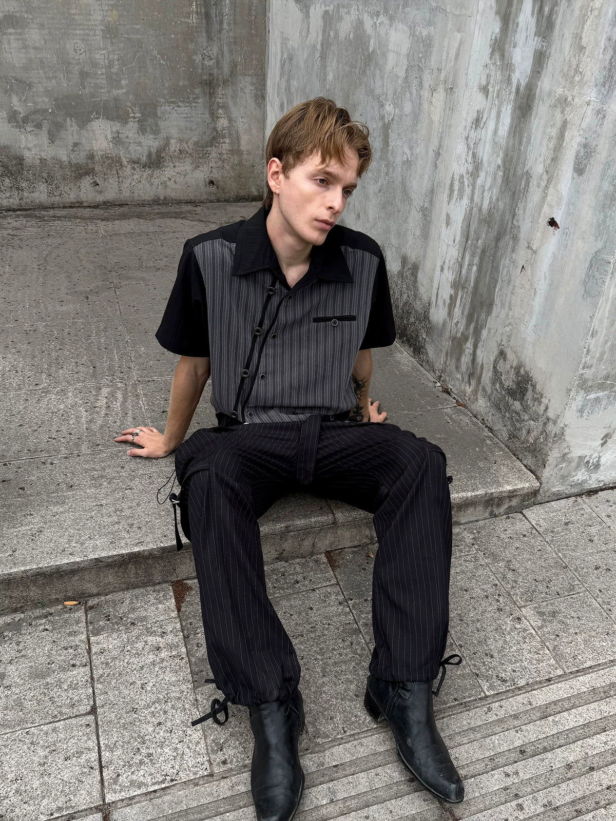 Esaias Mineral Vein 300g Wrinkle-Resistant Relaxed Shirt