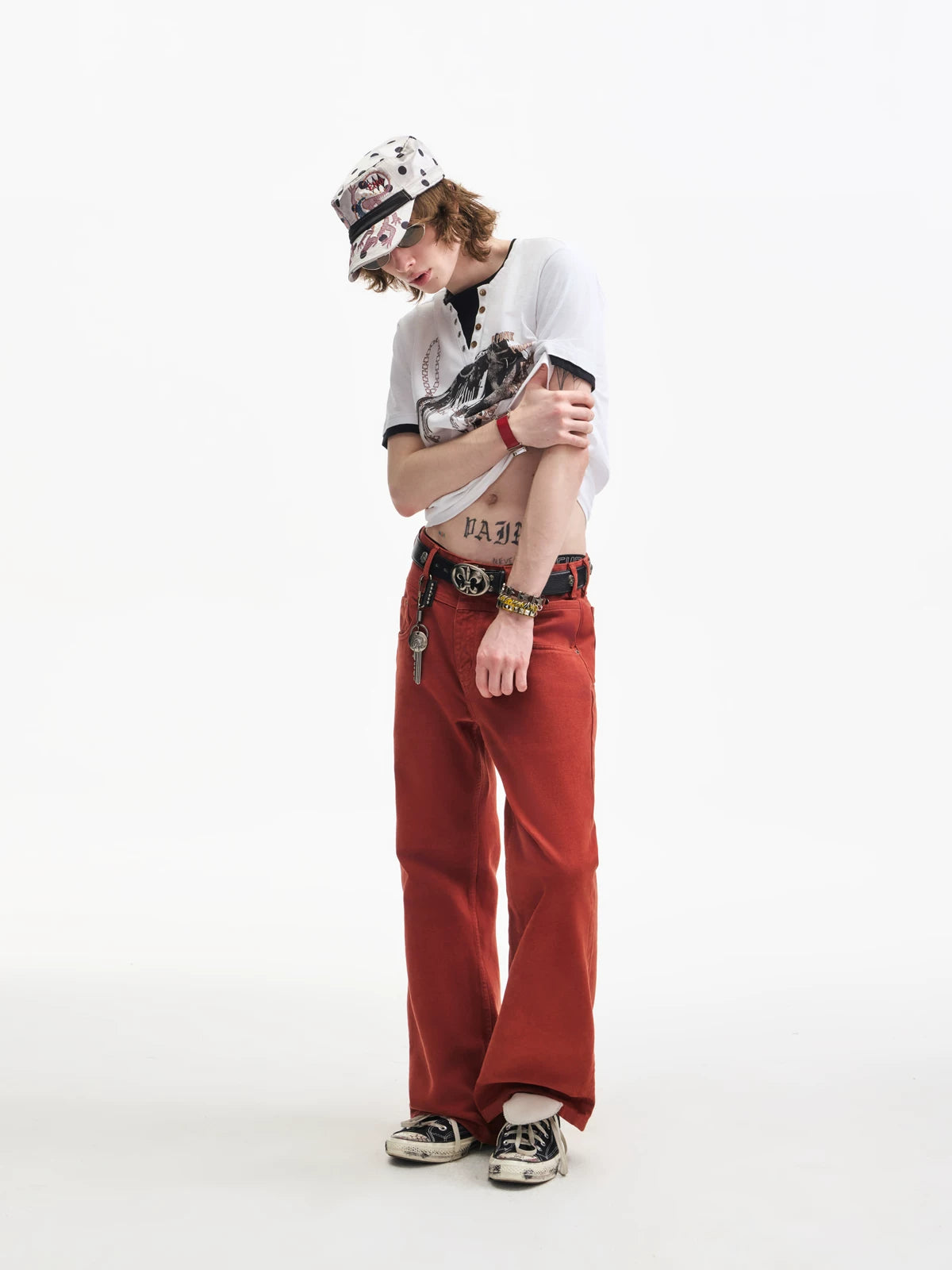 Yemanup ASUT Dye Sunset Orange Flared Wide-Leg Jeans