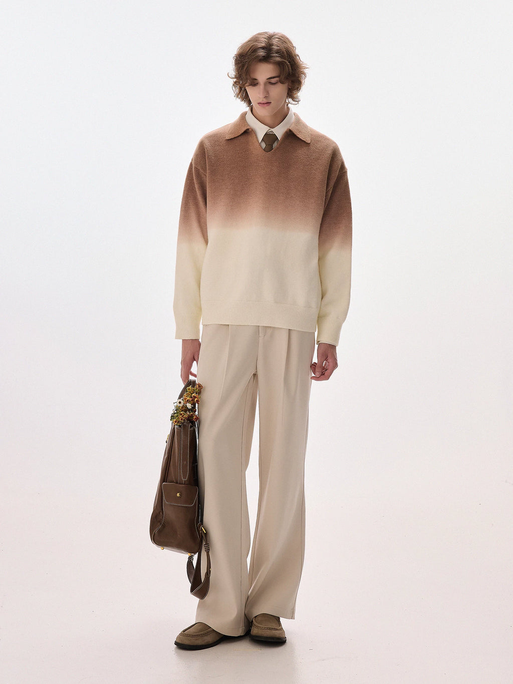 CHOR V Neck Lazy Style Casual Knitted Sweater