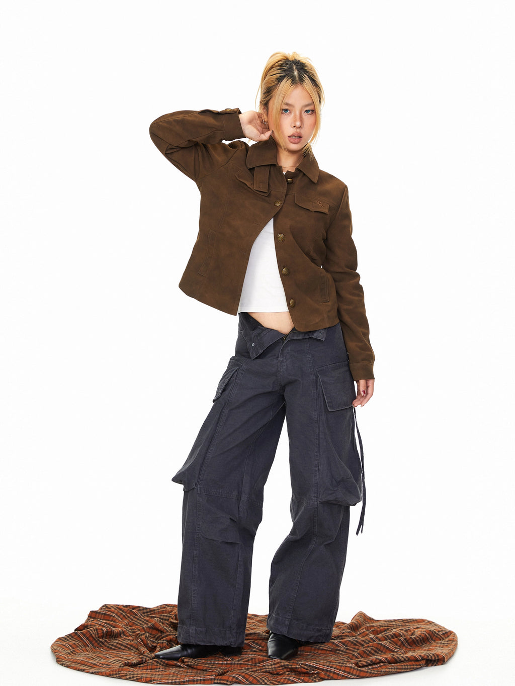 Mershier Suede Embroidered Lapel Jacket