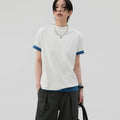 Sameuoo Small Turtleneck Shoulder Casual Tee
