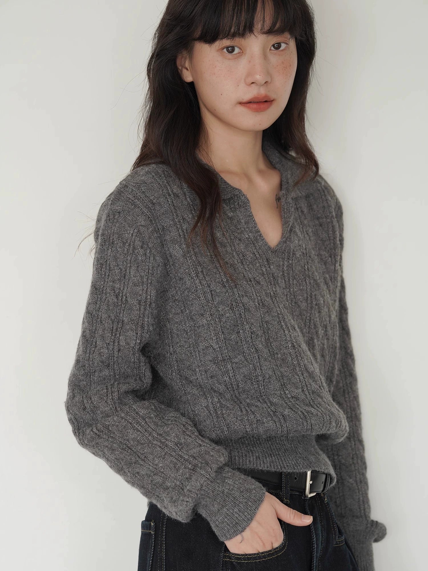 EIGHTHMONTH Vintage Polo Neck Twist Sweater
