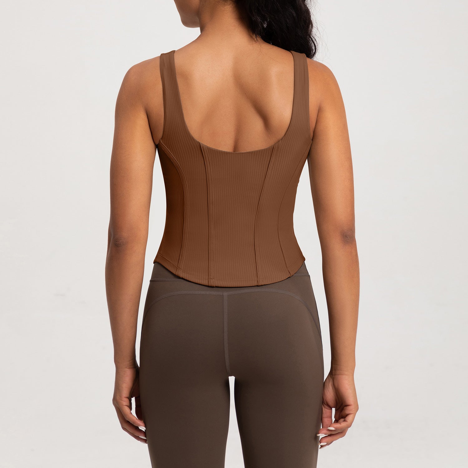 Athena Lulu Skinny Belly Ribbed Top with Chest Pads