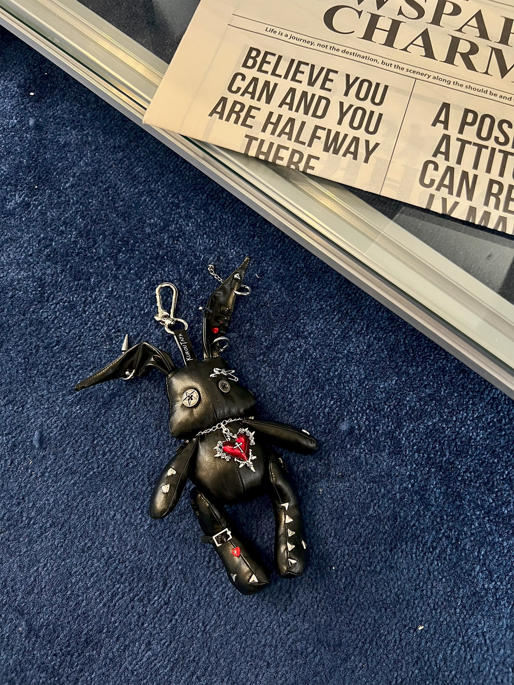 KUROUTAYA Neon Rivet Rabbit Y2K Plush Doll Keychain
