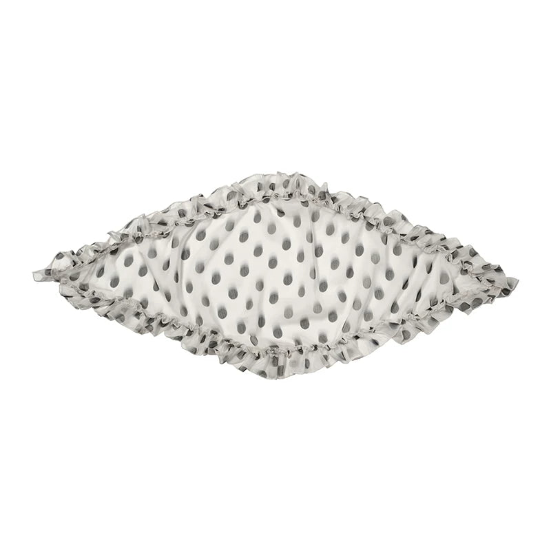 COSTUSTOOT Polka Dot Ruffle Silk Scarf