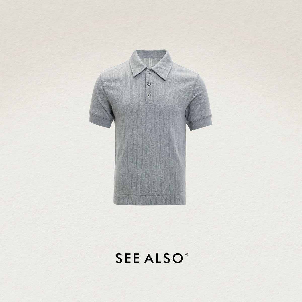 SEE ALSO Heavyweight Vertical Stripe Textured Knit Polo Shirt