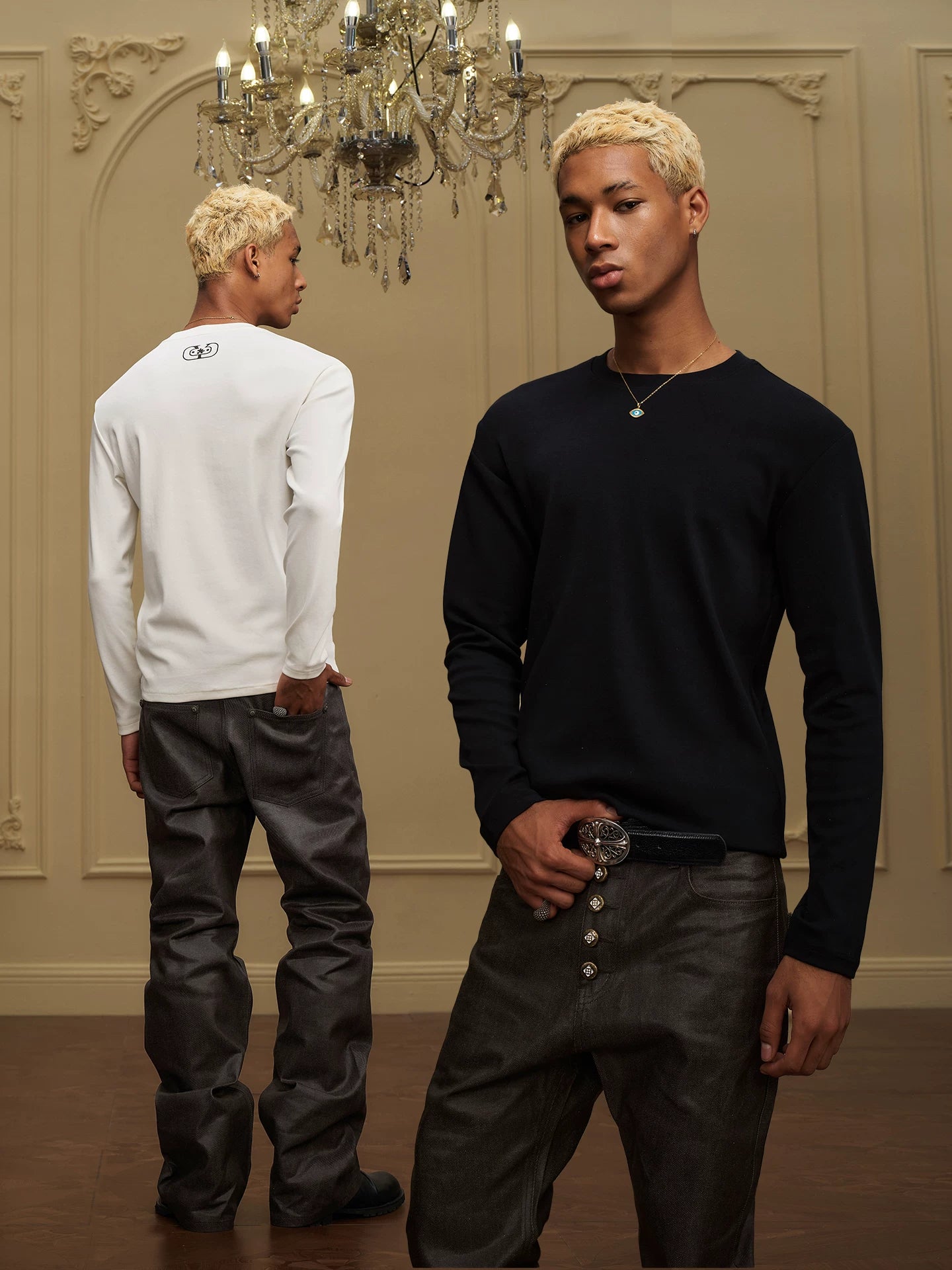 YADcrew Elastic Slim Loose Versatile Long Sleeve