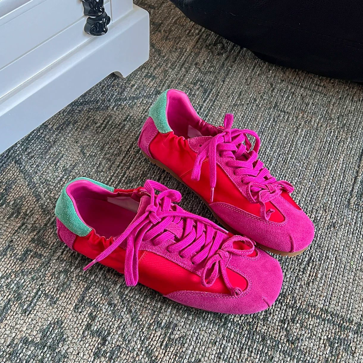 Lidaren Produced Leather Lace-Up Ballet Sneaker