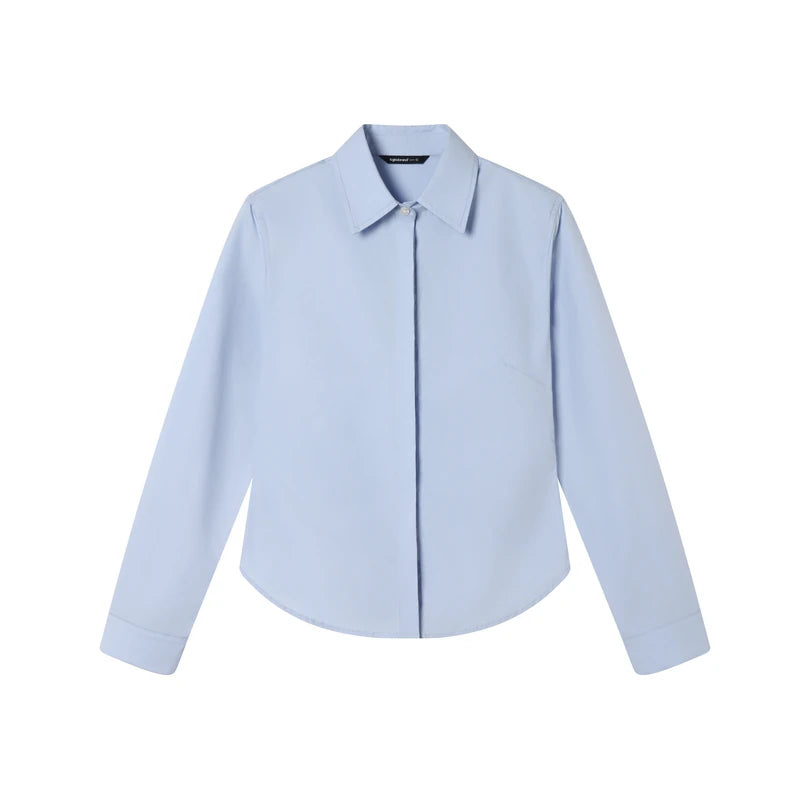 TGNS Slim Fit Long-Sleeve Button-Up Blouse