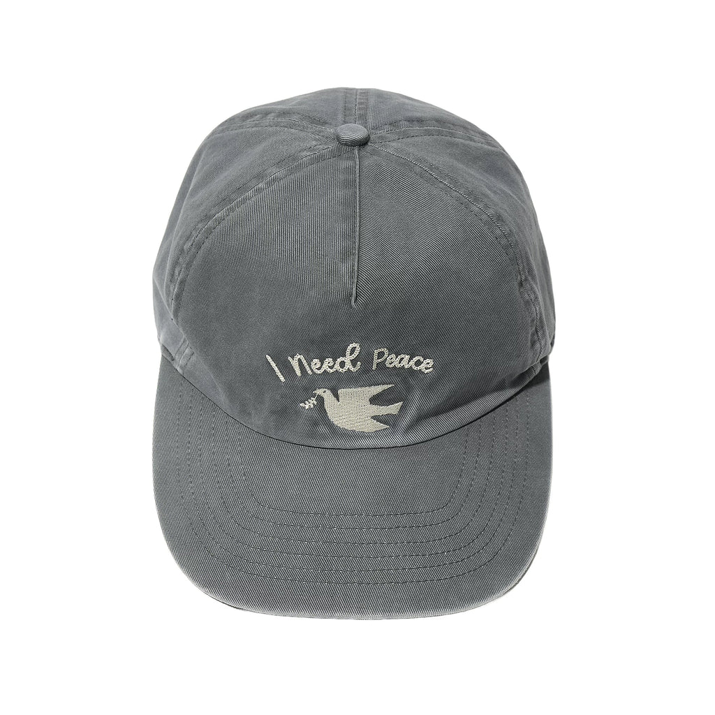 PARTIMENTO Washed Distressed Baseball Cap with Peace Dove Embroidery
