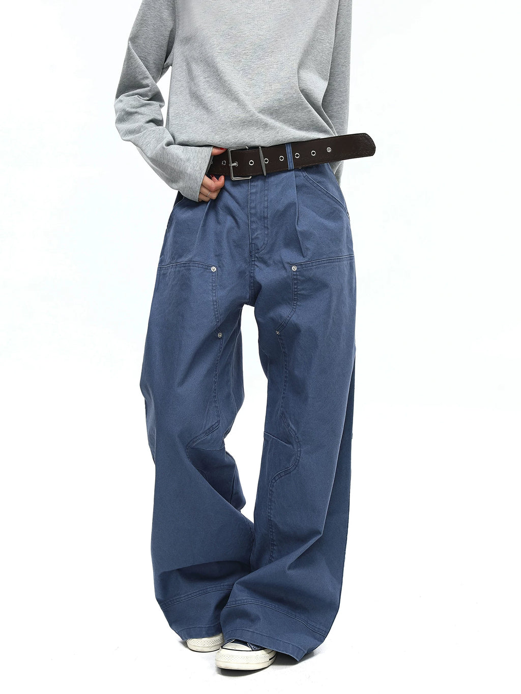 TRUQUEST Vintage Wide Leg Loose Straight Overalls