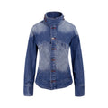 NOMANIAI Retro Old Washed Stand-up Collar Slim Denim Jacket