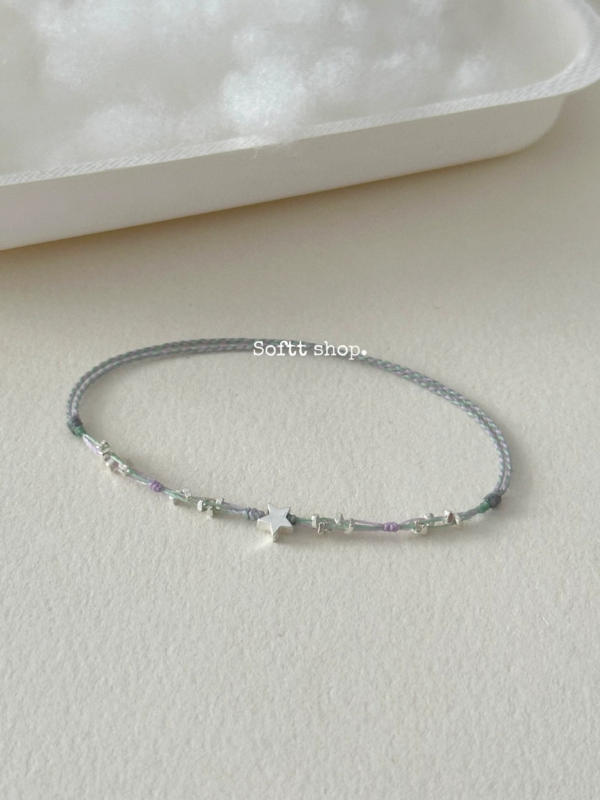 softt Sterling Silver Star Charm Braided Bracelet