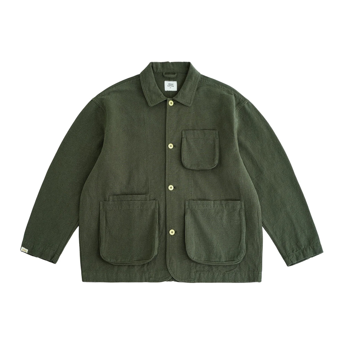 CENLES Cotton-Linen 3D Pocket Breathable Relaxed Workwear Jacket
