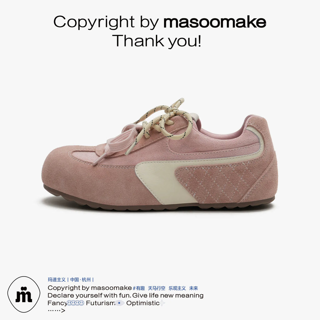 MASOOMAKE Suede Lace-Up Round-Toe Training Sneaker
