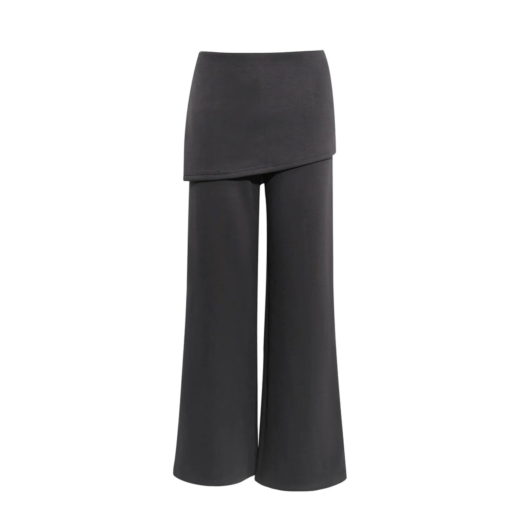Wildberry Khaki Brown High-Waist Straight-Leg Trousers