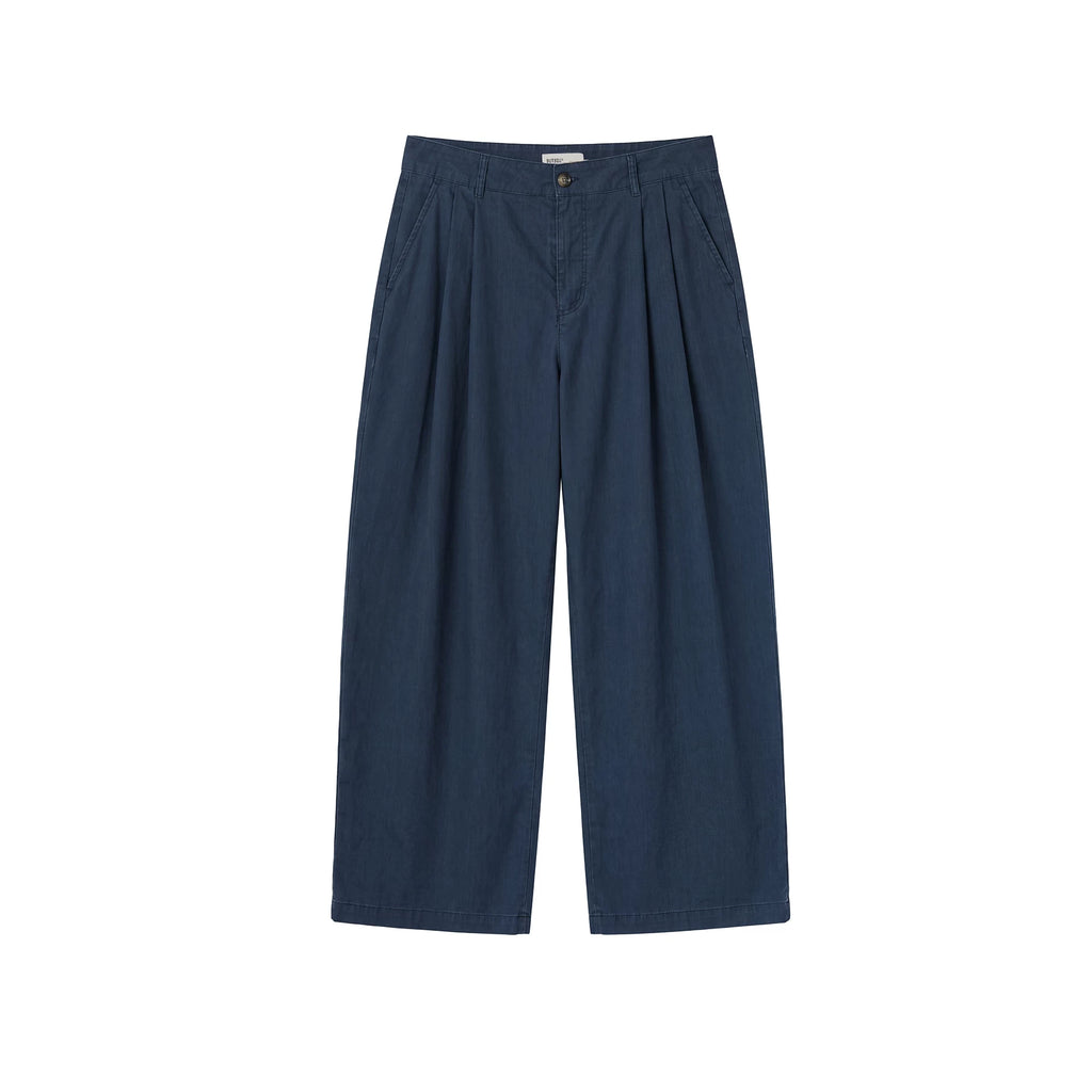 BUTTBILL Relaxed Pleated Straight-Leg Cotton Trousers