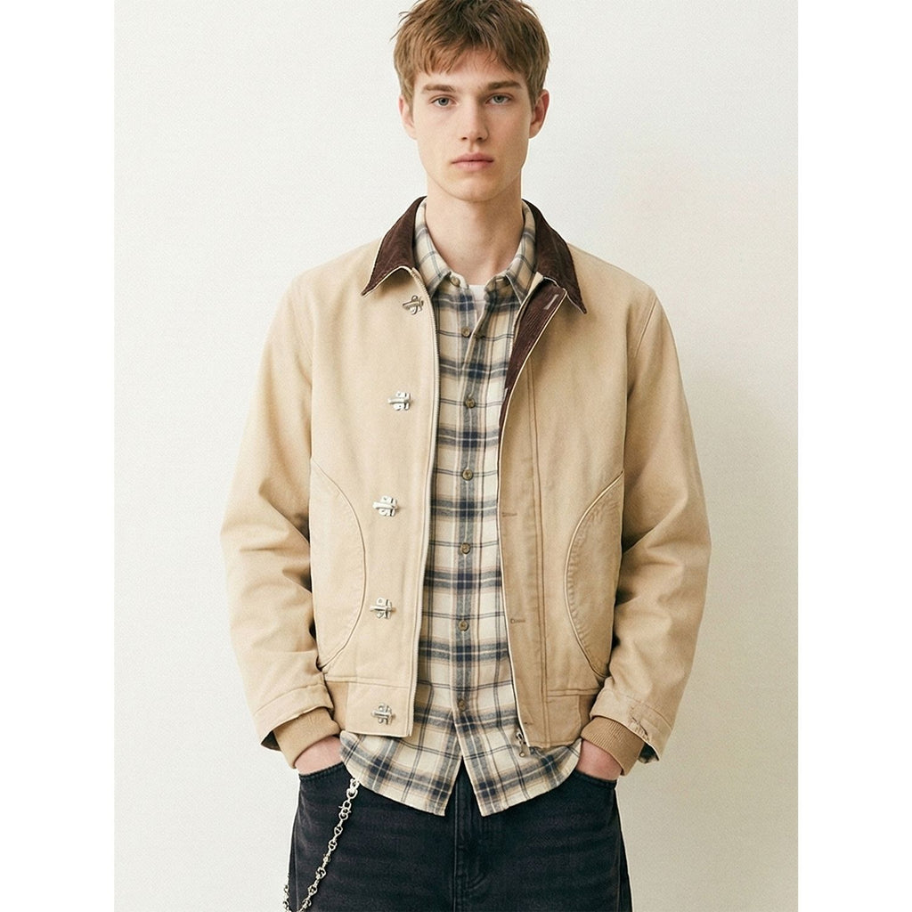 MADEEXTREME Retro Casual Color Matching Lapel Jacket