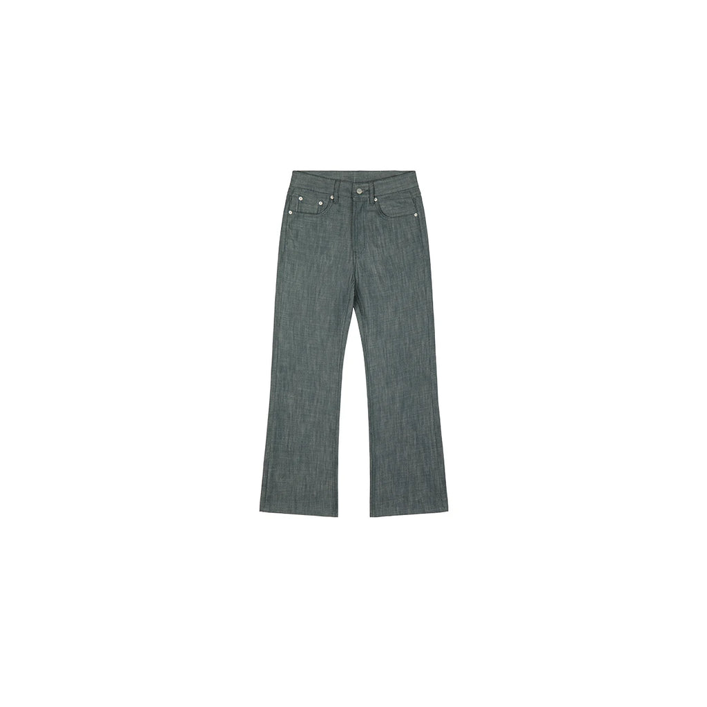 PLUS NO LOGO Lake Green Raw Denim Straight Flared Jeans