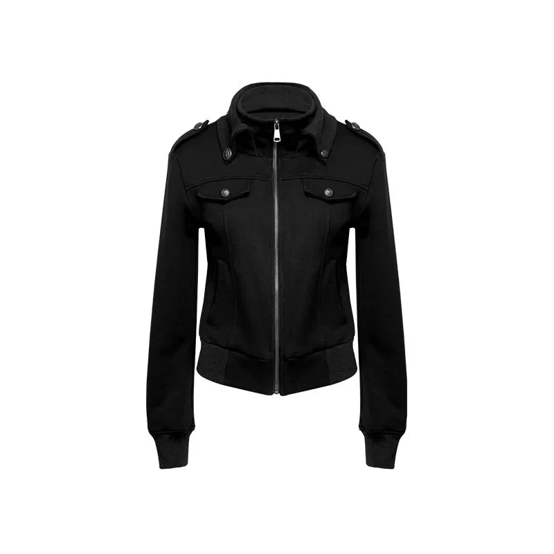 Audwyn Vintage Stand-Up Collar Terry Cotton Slim-Fit Waist Jacket