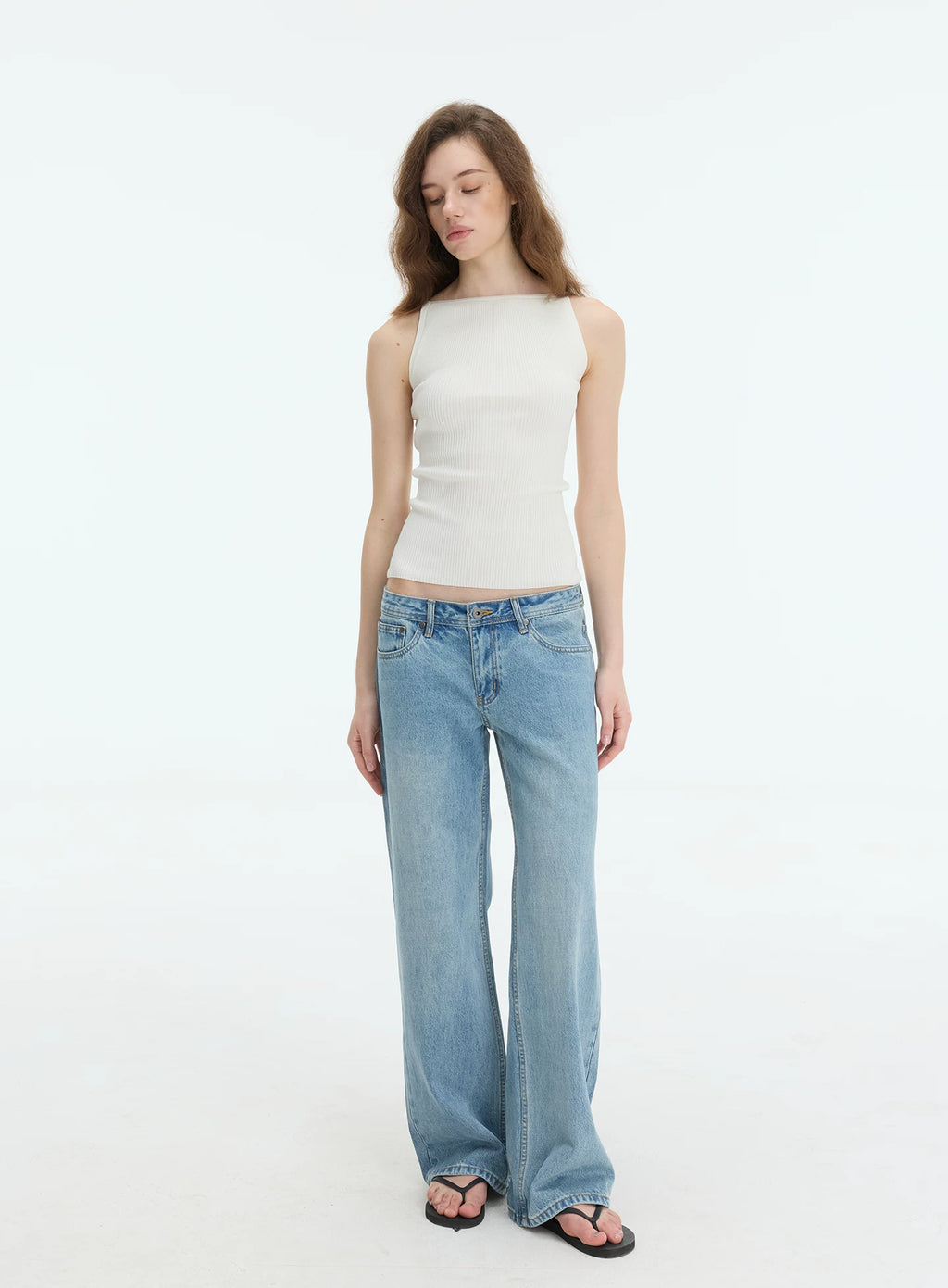 Veryrareme Lyocell Linen Ribbed Racerback Tank Top