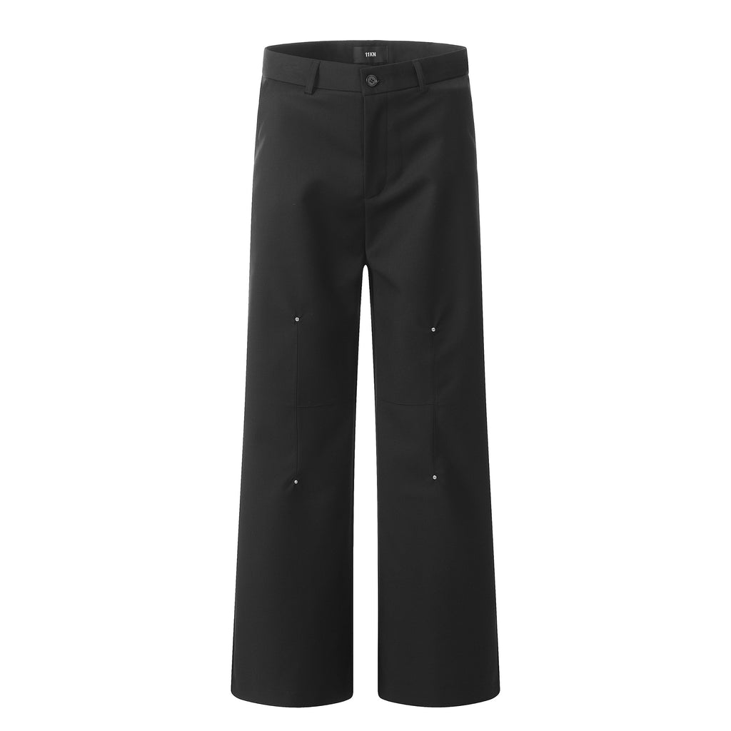 11KN American Style High-end Rivet Loose Wide-leg Casual Drape Trousers