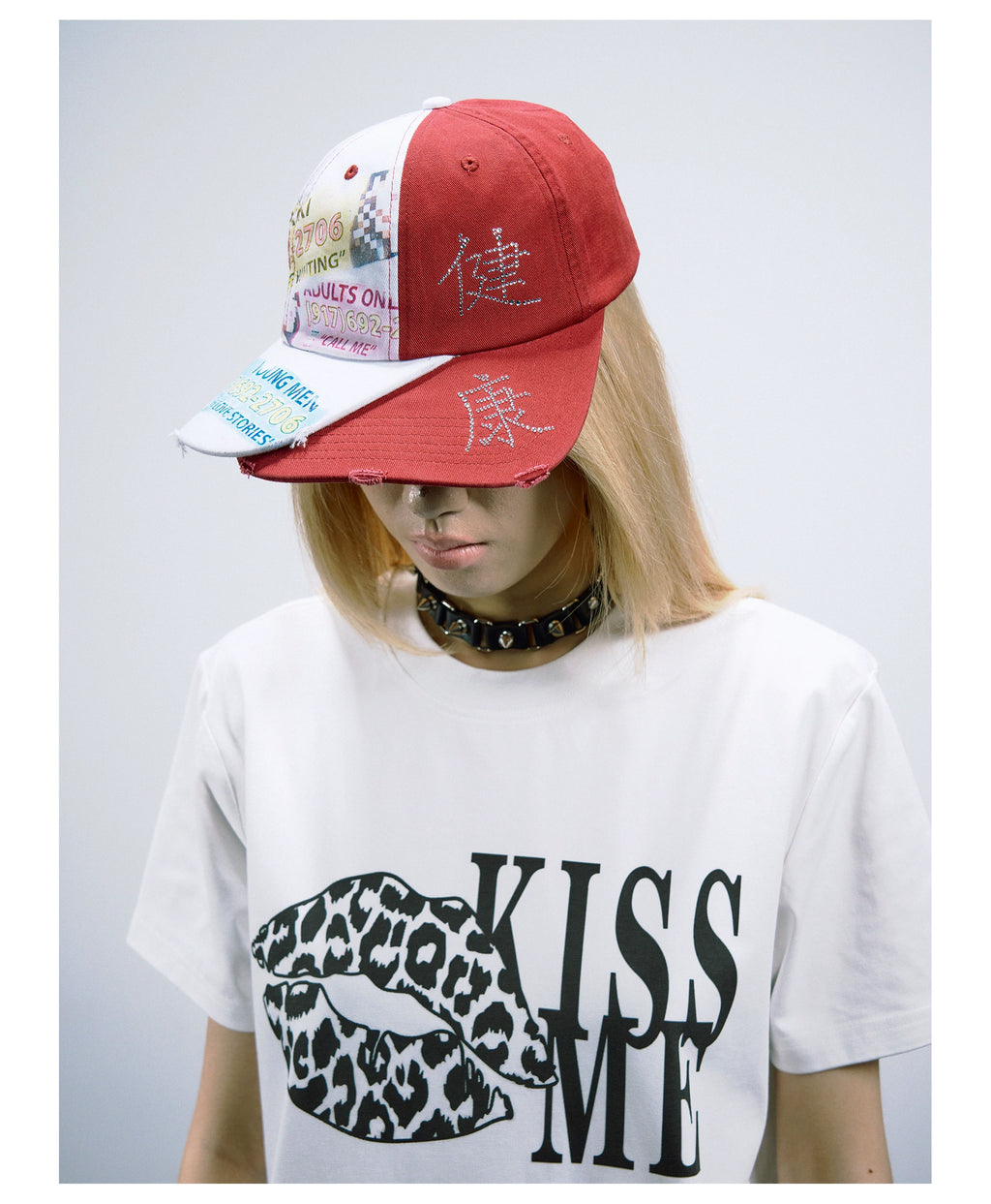 PAIKI Rhinestone Patchwork Trucker Cap