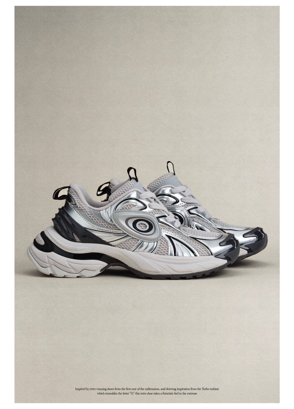 OLD ORDER Metallic Silver Chunky Platform Dad Sneaker