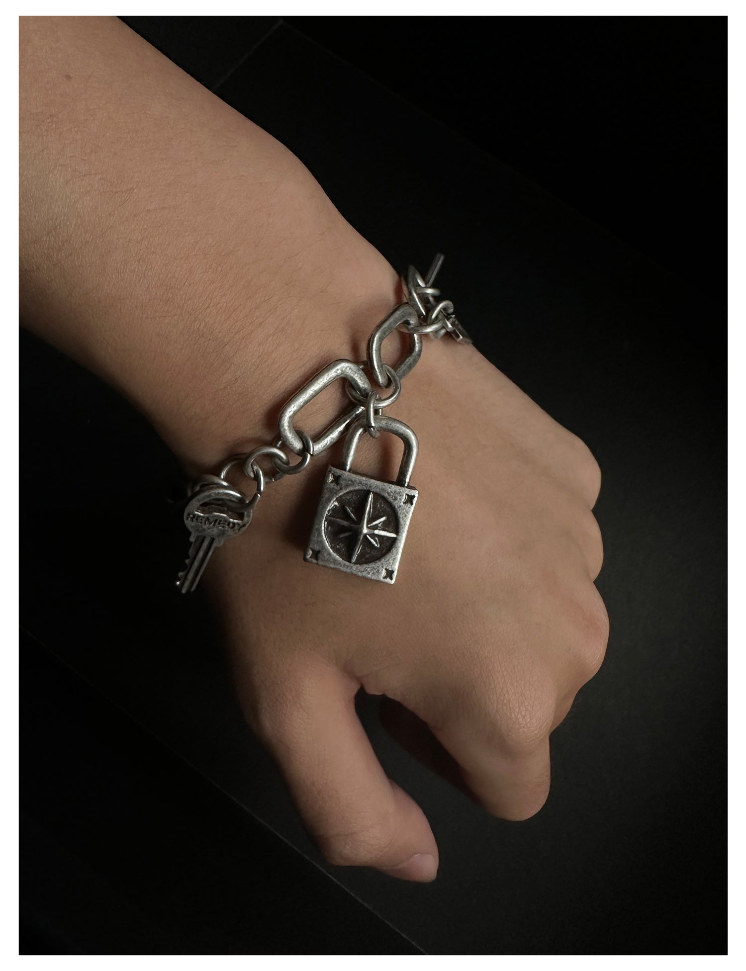Remedy Vintage Distressed Star Key Lock Bracelet