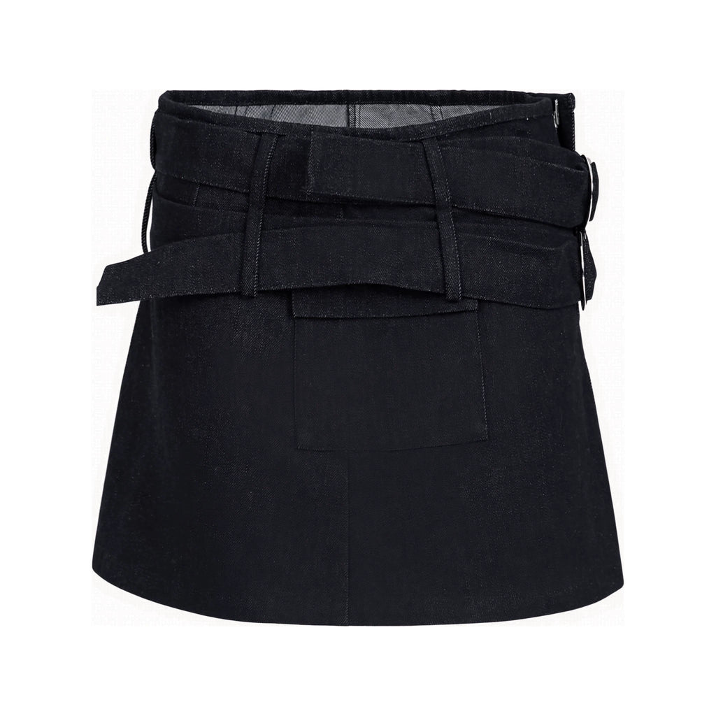JIKOO Cool Raw Denim Stand-Collar Cropped Jacket and Skirt Set