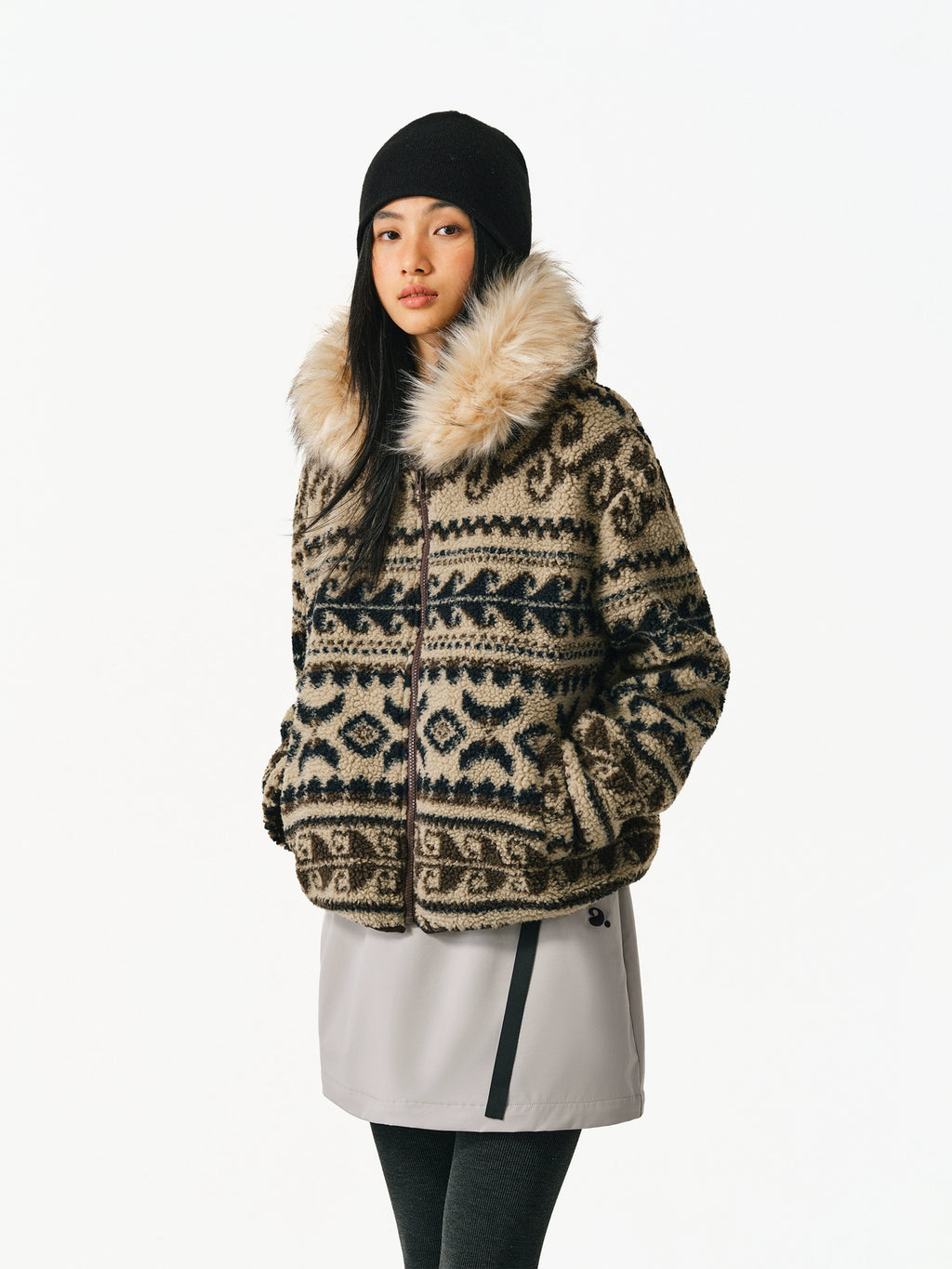 ATRY Vintage Premium Fair Island Hooded Fur Collar Jacket