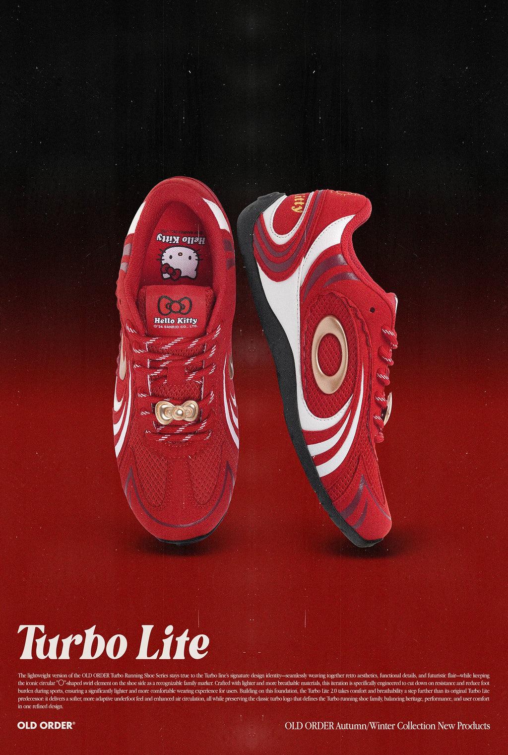 OLD ORDER Hello Kitty Red Suede Lace-Up Sneaker