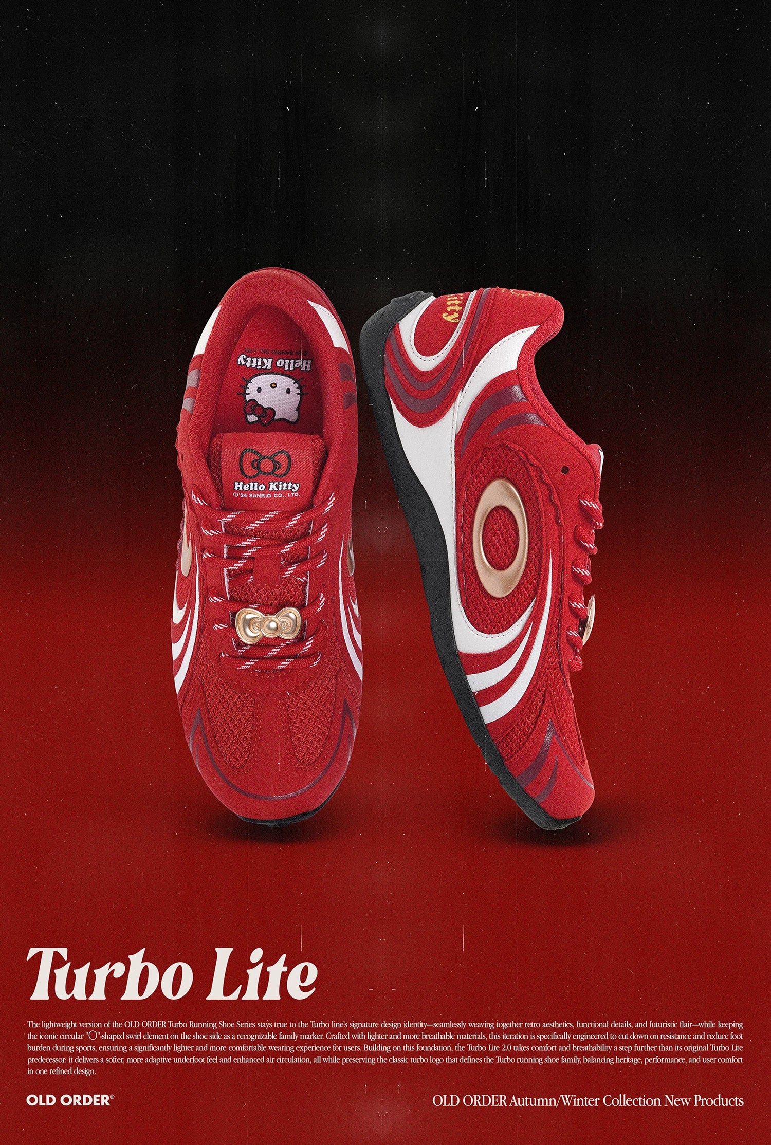 OLD ORDER Hello Kitty Red Suede Lace-Up Sneaker