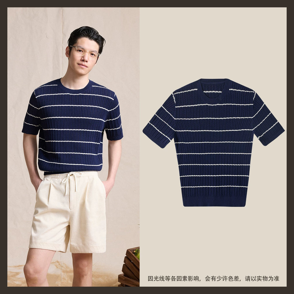 CULTUM Striped Breathable Oversized Knit Tee